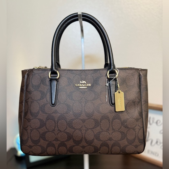 Coach 2019 Surrey Satchel Crossbody with Saddle Trim and Gold Hardware EUC - Picture 1 of 13